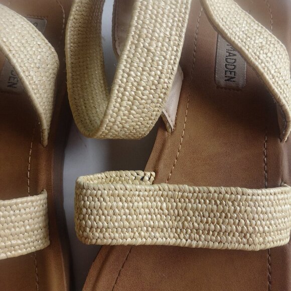 Steve Madden women's size 10 sandals, Raffia elastic wrap ankle straps, flexible - Picture 7 of 13